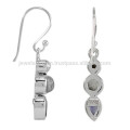 Belle pendentifs Iolite Rainbow Moonstone Pearl Gemstone et 925 Silver Dangle Drop Earrings